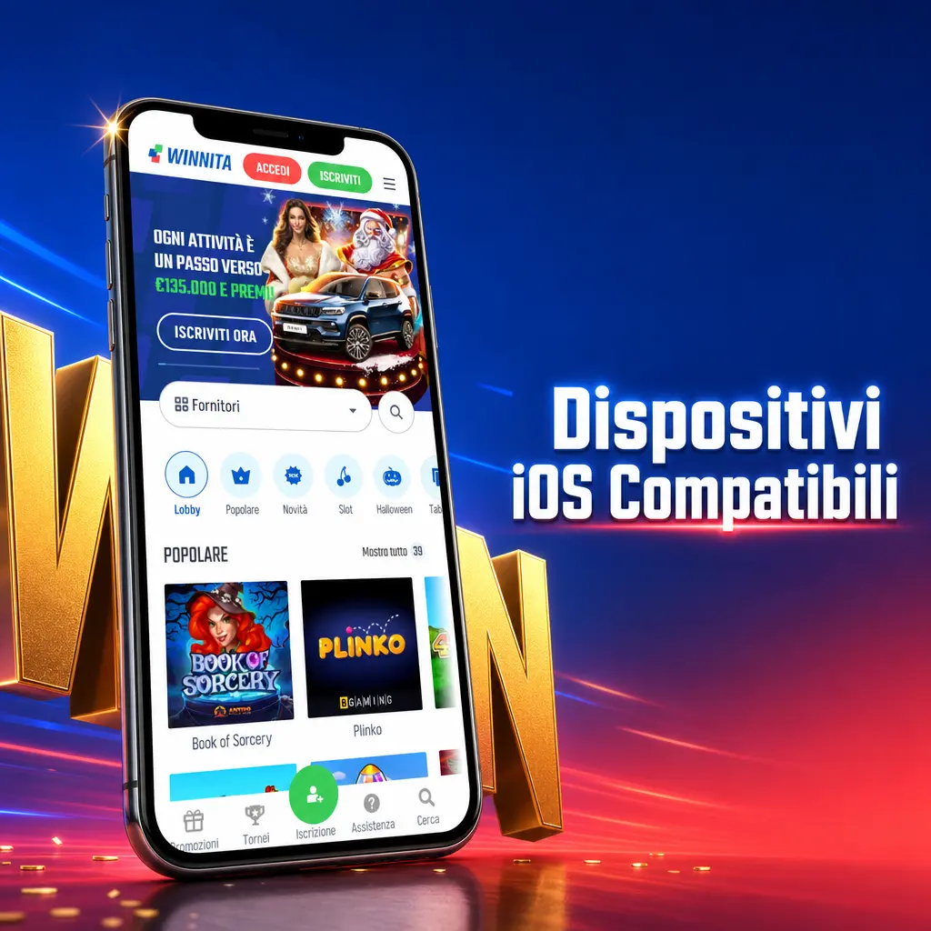 Dispositivi iOS compatibili con l'app Winnita: iPhone X fino a iPhone 17 e iPad Air e Pro supportati