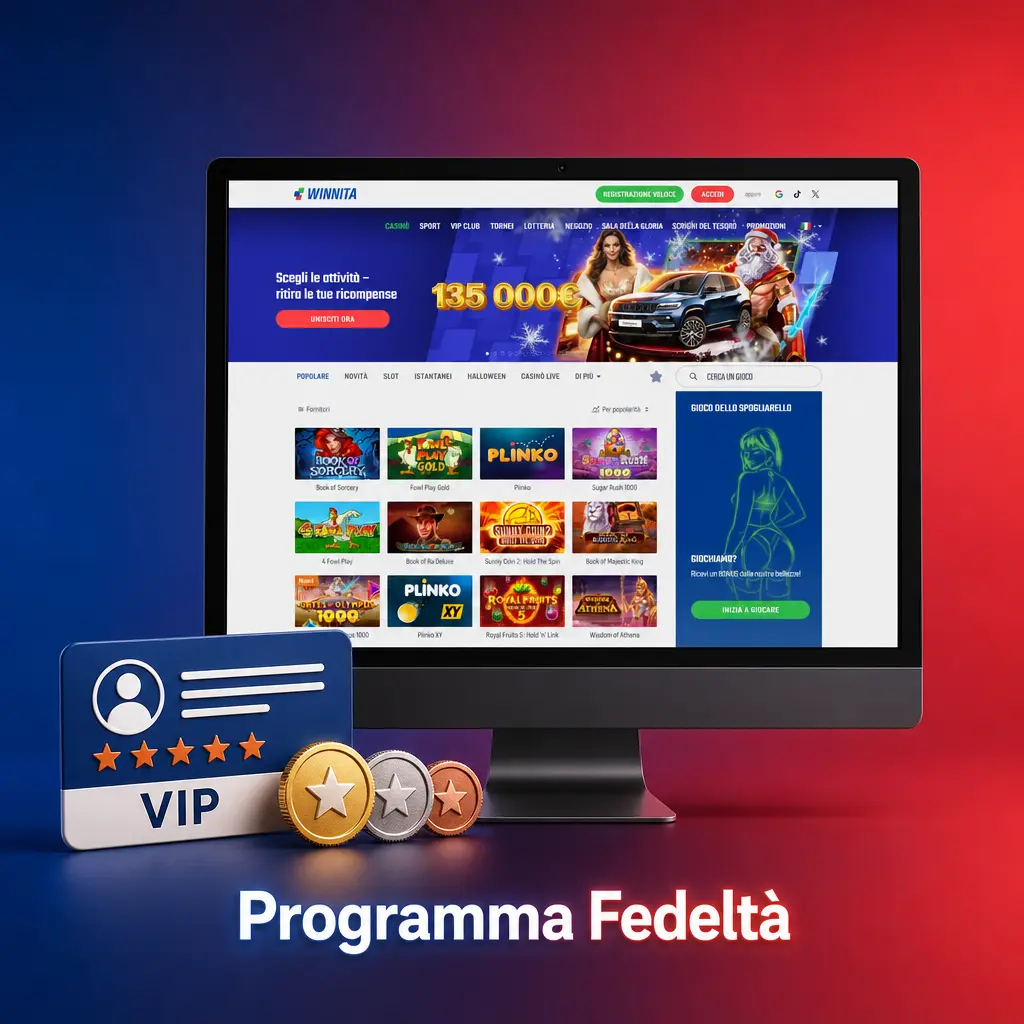 Programma fedeltà Winnita: livelli Bronzo, Argento, Oro, Platino e Diamante con cashback e bonus esclusivi