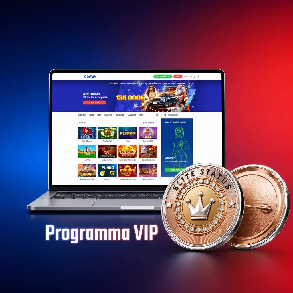 Programma VIP Winnita: livelli fedeltà Bronzo, Argento, Oro, Platino e Diamante con premi esclusivi